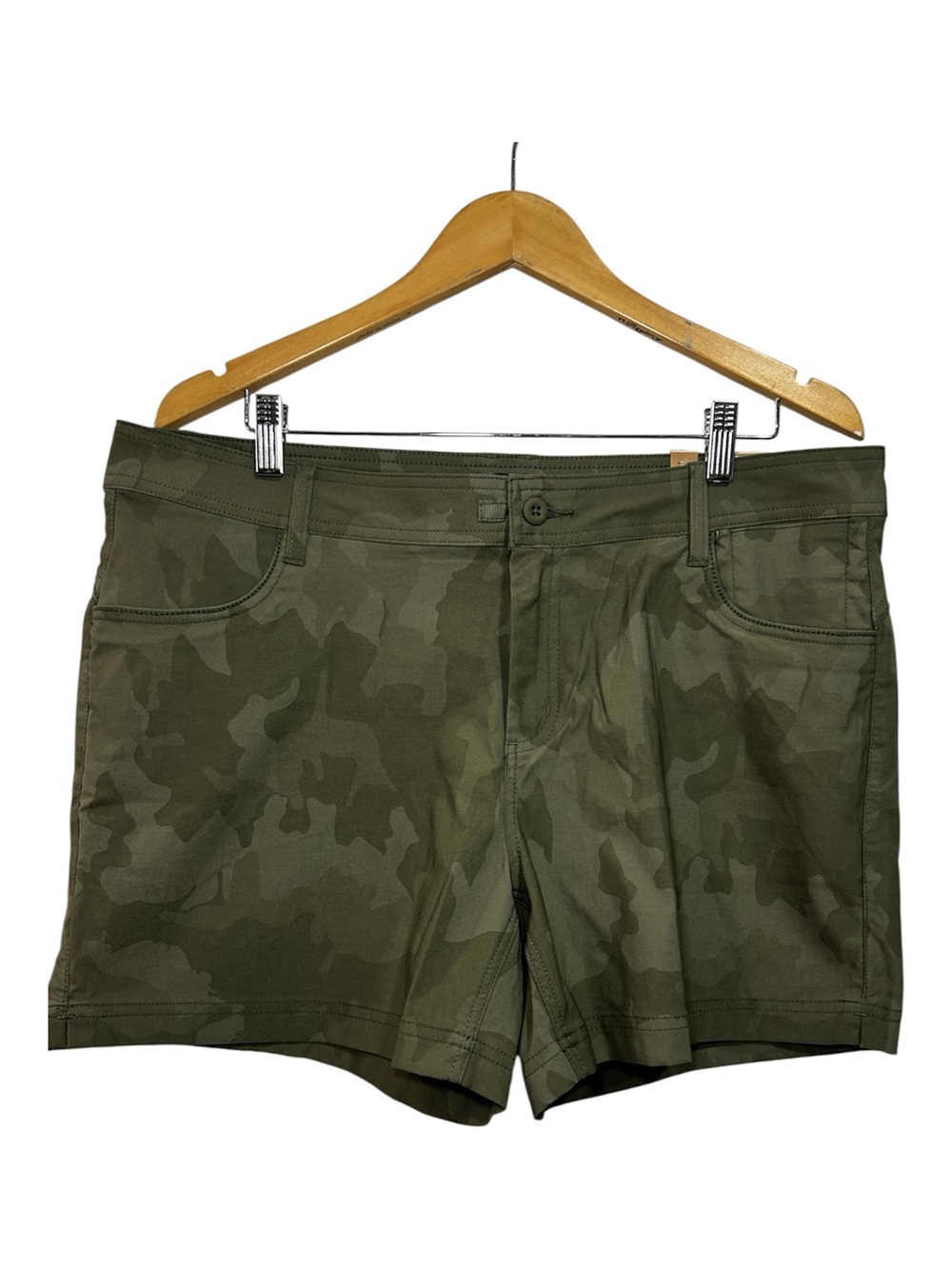 Prana Woman’s Halle Short II Womens 16 Sage Camo 5” Inseam Stretch Hiking NWT